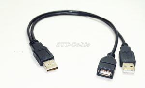 USB 2.0 dua laki-laki ke salah satu wanita Y-kabel