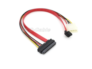 SATA 22pin Ke SATA 7pin Sudut Kanan Dengan Kabel Daya LP4 Pin