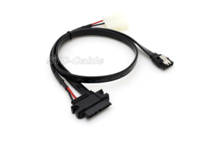 13pin SATA untuk SATA 7 Pin dengan LP4 listrik kabel hitam