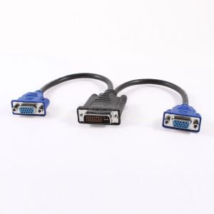 DVI saya 24 pin laki-laki untuk 2 kabel VGA perempuan