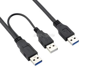Laki-laki untuk USB 2.0 3.0 Male Power Data Y Splitter Kabel USB 3.0