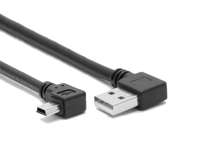 Sudut kanan USB 2.0 laki-laki untuk Mini B 5Pin sudut kanan laki-laki ekstensi Konverter kabel Data