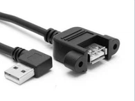 USB 2.0 perempuan Panel Mount untuk USB kabel perpanjangan Plug laki-laki sudut kanan
