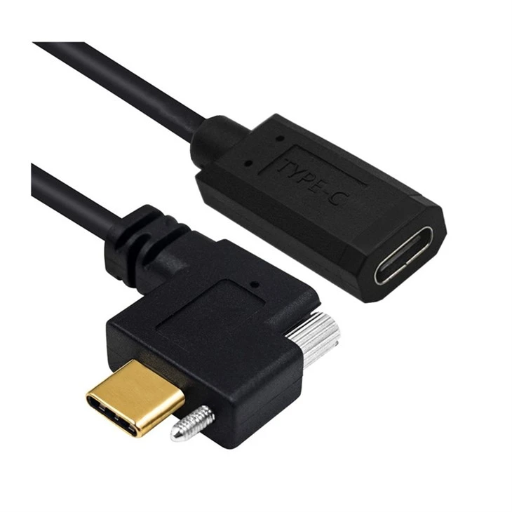 Locking USB Type C 90 Degree Male to USB Type C